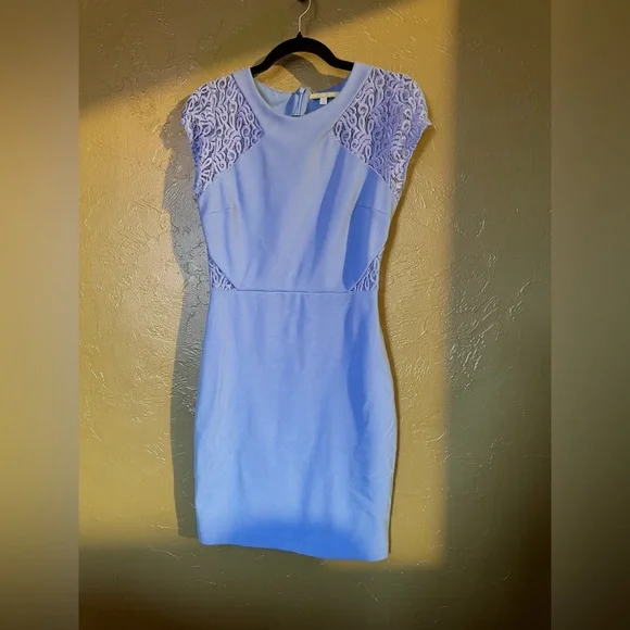 Gianni Bini Light Blue Lace Sleeve Mini Dress - Picture 1 of 3